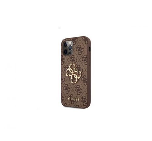 Guess PU 4G Metal Logo Apple iPhone 12 Pro Max hátlap tok, barna