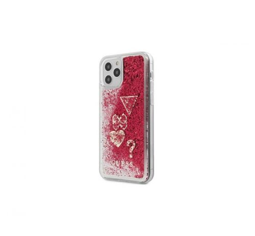 Guess Liquid Glitter Charms Apple iPhone 12/12 Pro hátlap tok, málna