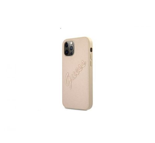 Guess PU Saffiano Vintage Script Apple iPhone 12 Pro Max hátlap tok, arany