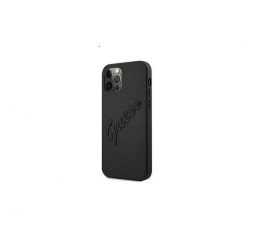 Guess PU Saffiano Vintage Script Apple iPhone 12/12 Pro hátlap tok, fekete