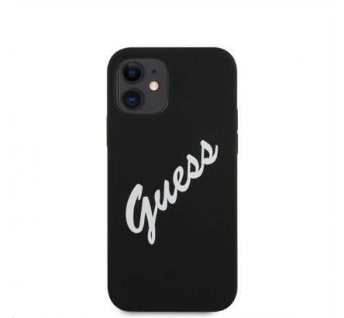 Guess Silicone Vintage Script Apple iPhone 12 mini hátlap tok, fekete