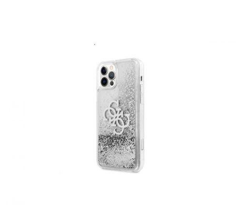 Guess TPU Big 4G Liquid Glitter Silver Apple iPhone 12 Pro Max hátlap tok, átlátszó