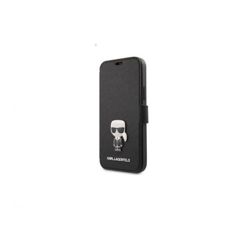 Karl Lagerfeld Saffiano Iconic flip tok Apple iPhone 12 Pro Max, fekete