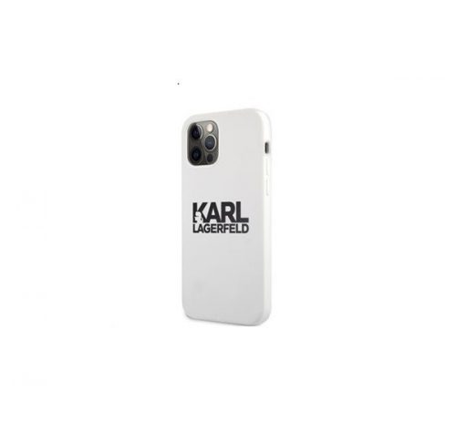 Karl Lagerfeld Stack Black Logo szilikon tok Apple iPhone 12 Pro Max, fehér