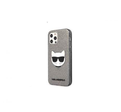 Karl Lagerfeld Choupette Head Glitter hátlap tok Apple iPhone 12 Pro Max, fekete