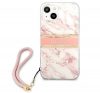 Guess TPU Marble Stripe Apple iPhone 13 mini hátlap tok, rózsaszín