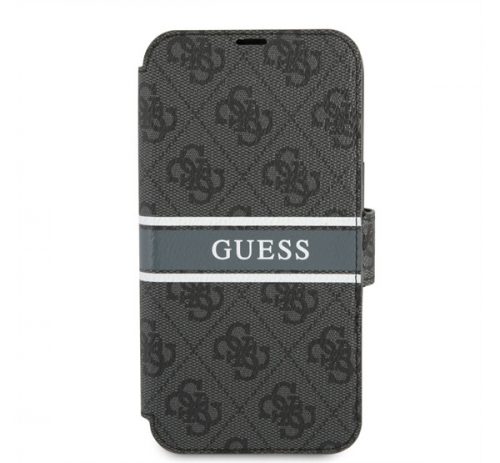 Guess PU 4G Printed Stripe Apple iPhone 13 Pro flip tok, szürke