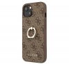 Guess PU 4G Ring Apple iPhone 13  hátlap tok, barna