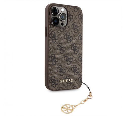 Guess 4G Charms Apple iPhone 13 Pro Max hátlap tok, barna