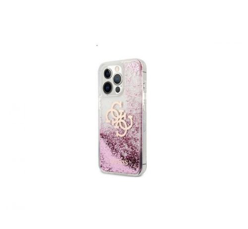 Guess TPU Big 4G Liquid Glitter Pink Apple iPhone 13 Pro hátlap tok, átlátszó