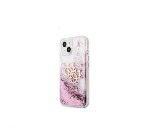 Guess TPU Big 4G Liquid Glitter Pink Apple iPhone 13 hátlap tok, átlátszó