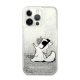 Karl Lagerfeld Liquid Glitter Choupette Eat hátlap tok Apple iPhone 13 Pro, ezüst