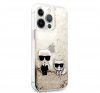 Karl Lagerfeld Liquid Glitter Karl and Choupette hátlap tok Apple iPhone 13 Pro, arany