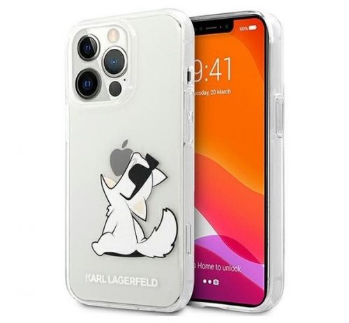 Karl Lagerfeld Choupette Eat hátlap tok Apple iPhone 13 Pro, átlátszó