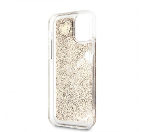 Guess Glitter Hearts Apple iPhone 11 Pro Max szilikon hátlap tok, arany