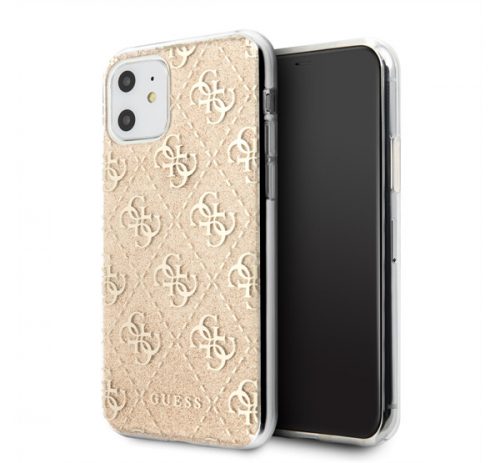 Guess 4G Glitter Apple iPhone 11 hátlap tok, arany