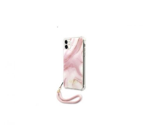 Guess TPU Marble Apple iPhone 11 hátlap tok, rózsaszín