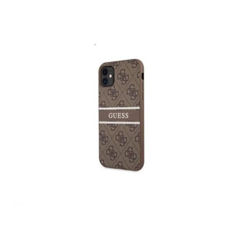 Guess PU 4G Printed Stripe Apple iPhone 11 hátlap tok, barna