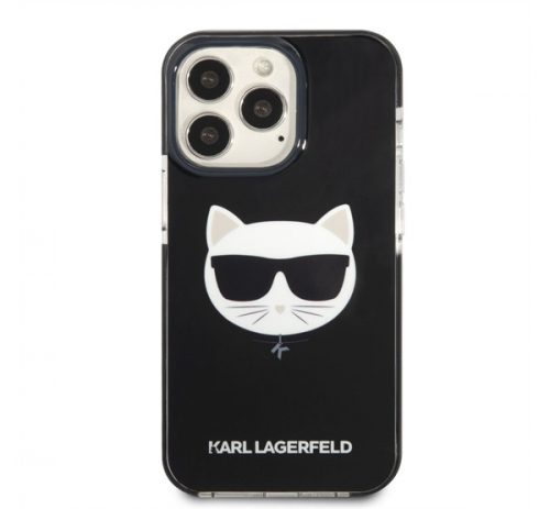 Karl Lagerfeld Choupette Head TPE szilikon hátlap tok Apple iPhone 13 Pro, fekete