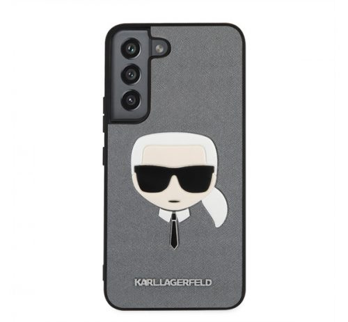 Karl Lagerfeld Head Saffiano bőr hátlap tok Samsung Galaxy S22, ezüst