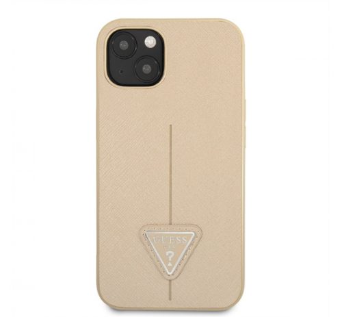 Guess Saffiano Triangle Apple iPhone 13 hátlap tok, bézs