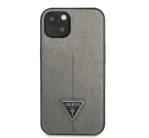 Guess Saffiano Triangle Apple iPhone 13 mini hátlap tok, ezüst