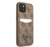 Guess 4G Saffiano Double Card Apple iPhone 13 bőr hátlap tok, barna