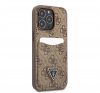 Guess 4G Saffiano Double Card Apple iPhone 13 Pro bőr hátlap tok, barna