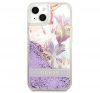 Guess Liquid Glitter Flower Apple iPhone 13 hátlap tok, lila