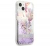 Guess Liquid Glitter Flower Apple iPhone 13 hátlap tok, lila