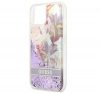 Guess Liquid Glitter Flower Apple iPhone 13 hátlap tok, lila