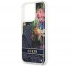 Guess Liquid Glitter Flower Apple iPhone 13 Pro hátlap tok, kék