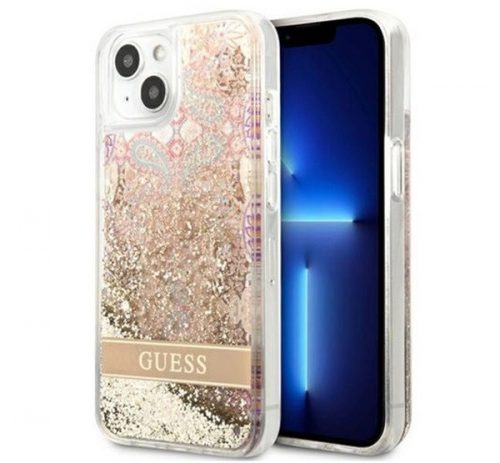 Guess Liquid Glitter Paisley Apple iPhone 13 mini hátlap tok, arany