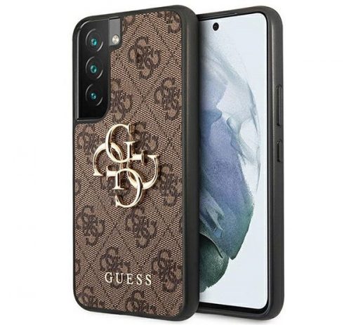 Guess PU 4G Metal Logo Samsung Galaxy S22 hátlap tok, barna