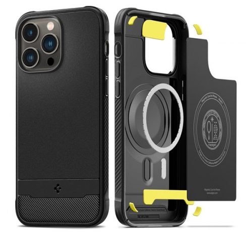 Spigen Rugged Armor Mag Apple iPhone 14 Pro Max tok, Matte Black Magsafe, fekete