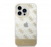 Guess Peony Glitter Script Logo Apple iPhone 14 Pro hátlap tok, arany