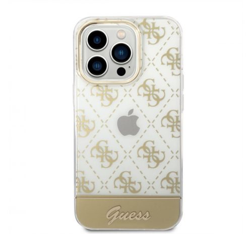 Guess Peony Glitter Script Logo Apple iPhone 14 Pro Max hátlap tok, arany