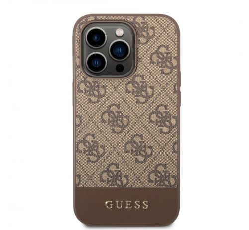 Guess 4G Stripe Apple iPhone 14 Pro Max szilikon hátlap tok, barna