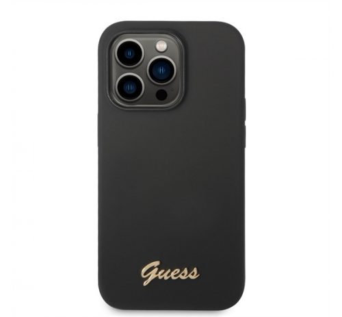 Guess Liquid Silicone Metal Logo Apple iPhone 14 Pro hátlap tok, fekete