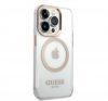 Guess Transparent MagSafe Apple iPhone 14 Pro hátlap tok, arany