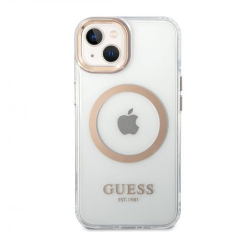 Guess Transparent MagSafe Apple iPhone 14 Plus hátlap tok, arany