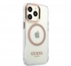 Guess Transparent MagSafe Apple iPhone 13 Pro hátlap tok, arany