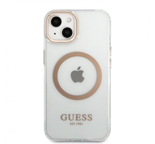 Guess Transparent MagSafe Apple iPhone 13 hátlap tok, arany