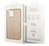 Guess Glitter Flakes Metal Logo Apple iPhone 14 hátlap tok, arany