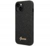 Guess Glitter Flakes Metal Logo Apple iPhone 14 hátlap tok, fekete