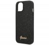 Guess Glitter Flakes Metal Logo Apple iPhone 14 hátlap tok, fekete