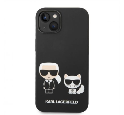 Karl Lagerfeld and Choupette Liquid szilikon hátlap tok Apple iPhone 14 Plus, fekete