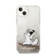 Karl Lagerfeld Liquid Glitter Choupette Eat hátlap tok Apple iPhone 14 Plus, arany