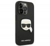 Karl Lagerfeld Head Saffiano bőr hátlap tok Apple iPhone 14 Pro, fekete