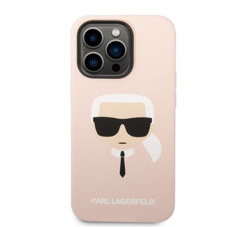 Karl Lagerfeld Head Liquid szilikon hátlap tok Apple iPhone 14 Pro, rószaszín